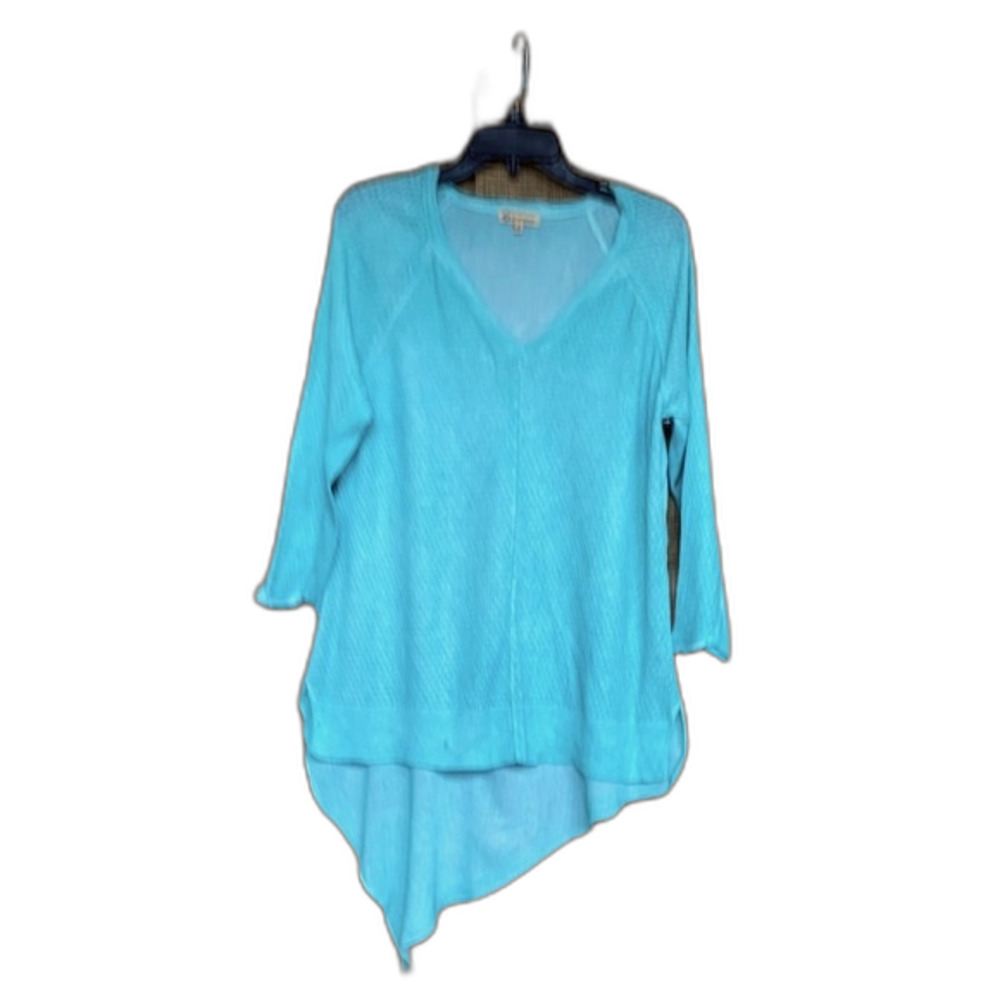 Democracy sweater top mint green hi lo hem